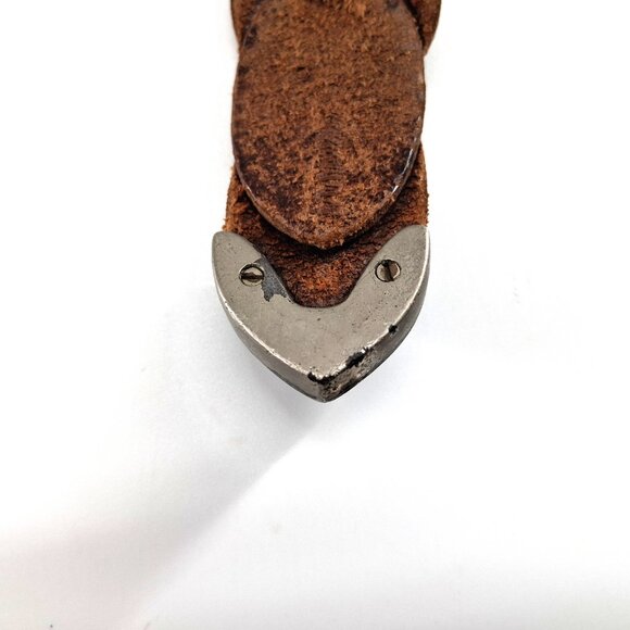 Vintage Genuine Leather Braided Belt Brown Western Distressed 1 Inch Wide XL 48 - Picture 11 of 11